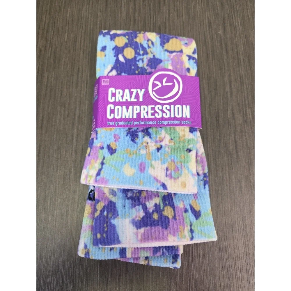 Crazy Compression Unisex Compression Socks L/XL Tie Dye Colorful NWT